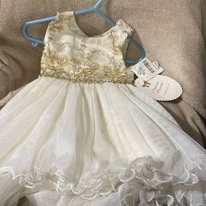 Cute girls cream and gold dress